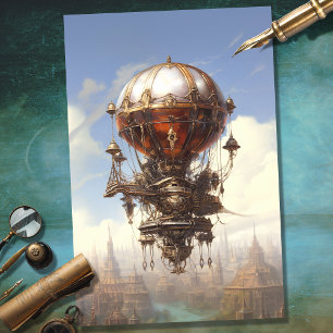 Seda Balón de aire caliente Steampunk 3 Papel de descod