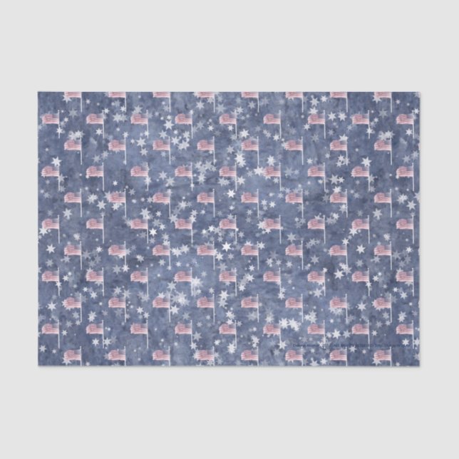 Seda Bandera estadounidense Aglow, papel de tejido este (Anverso)