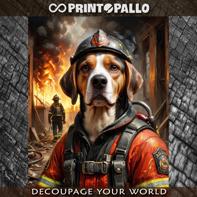Seda Beagle como bombero - Papel de tejidos (Subido por el creador)