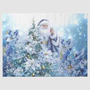 Seda Bellas Poinsettias Azules y Papel Decoupage de San