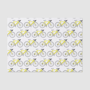 Seda Bicicleta amarilla en papel de tejido blanco