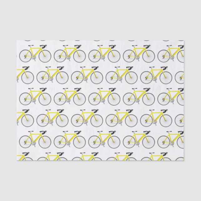 Seda Bicicleta amarilla en papel de tejido blanco (Anverso)