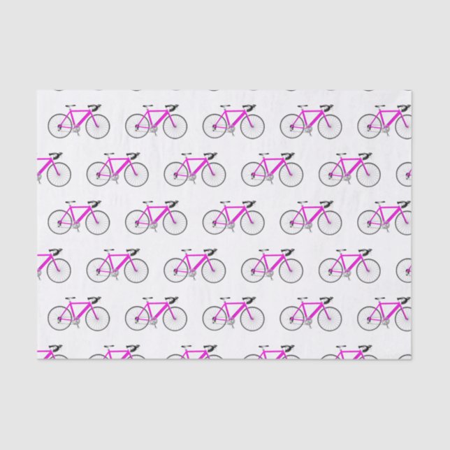 Seda Bicicleta rosa en papel de tejidos blancos (Anverso)