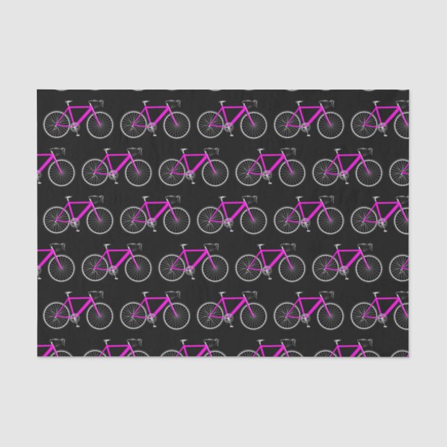 Seda Bicicleta rosa sobre papel de tejidos negros (Anverso)
