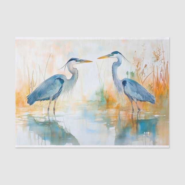 Seda Blue Herons 5 Papel de descomposición (Anverso)