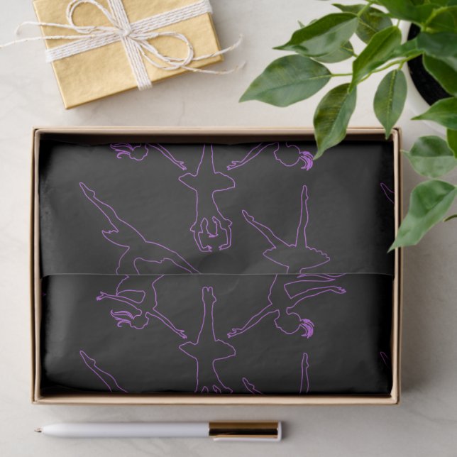 Seda Bocetos de bailarina en papel tisú negro (Regalo )