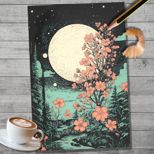Seda Boho Moon y Flores 7 Papel de descomposición