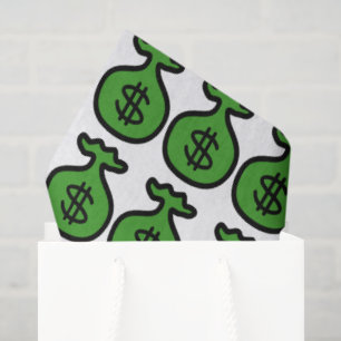 Seda Bolsas de dinero verdes patrón papel tisular