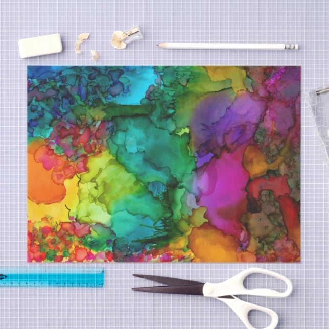 Seda Bosque colorido con papel de tejidos de aves (Artesanía)