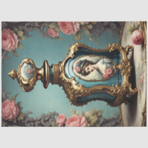 Seda Botella Perfume Rococo Azul 2 Papel de descomposic