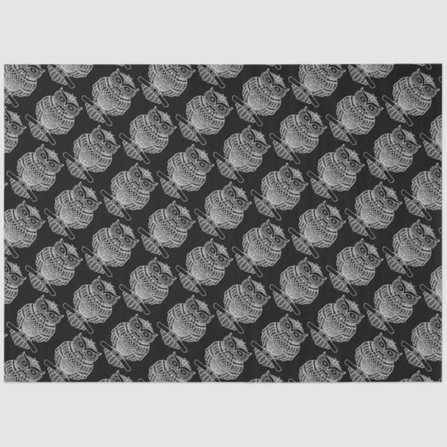 Seda Búho (negro) - Papel de tejidos (Anverso)