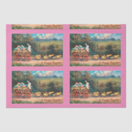 Seda Bunny vintage con papel de árbol de carro