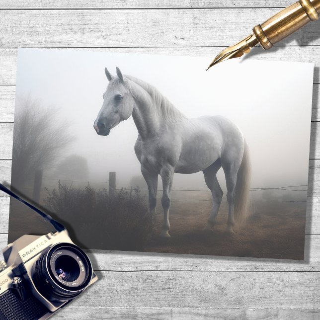 Seda Caballo blanco en papel de decoro niebla 1 (Subido por el creador)