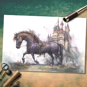 Seda Caballo con Castillo de Steampunk 2 Papel de Desnu