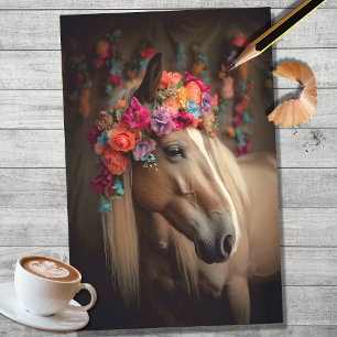 Seda Caballo con decoraciones florales 2 Papel de color