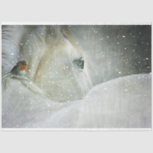 Seda caballo en papel de papel de tejido de invierno