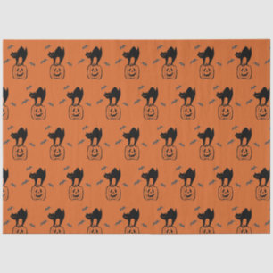 Seda Calabaza y papel de tejidos de Halloween para gato