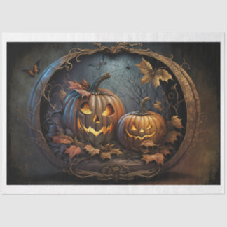 Seda Calabazas de Halloween con papel de tejidos