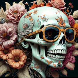 Seda Calavera de flor cara negra Papel de tejidos Mouss