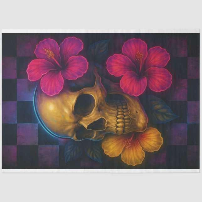 Seda Calavera de Neon con papel de descomposición de fl (Anverso)