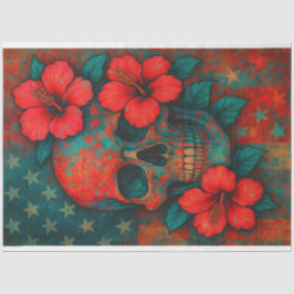 Seda Calavera e Hibiscus en papel de descodificación de