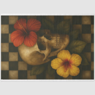 Seda Calavera e Hibiscus en papel desechable de tablero