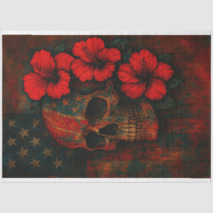 Seda Calavera y flores en papel de desfalco de la bande