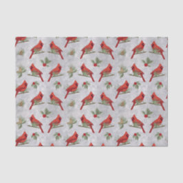 Seda Cardenales de invierno y papel de tejido de pollos