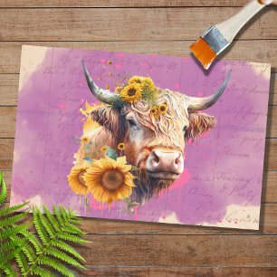 Seda Carne de madera de vaca Highland 4 Papel de descom
