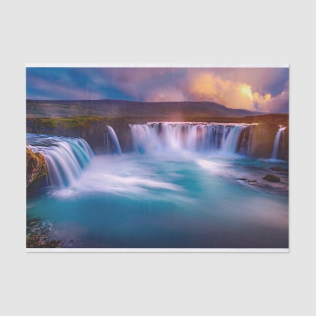 Seda Catarata Goðafoss Papel de tejidos de Islandia (Anverso)