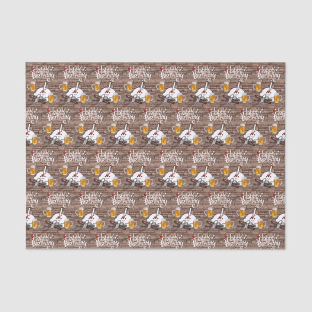 Seda Cerveza de Papel de Cumpleaños Feliz (Anverso)