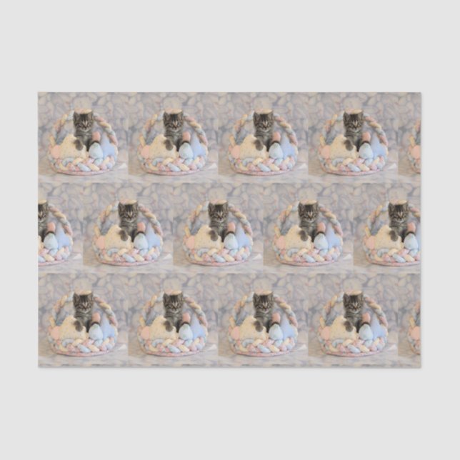 Seda Cesta de Pascua de Patton- Papel de té gato/gatito (Anverso)