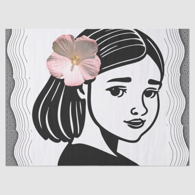 Seda Chicas con papel de tejidos de flores rosadas (Anverso)