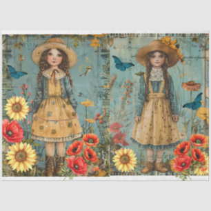 Seda Chicas Cuidados En Papel De Tejido Jardín