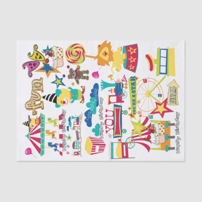 Seda Círculo del Festival de Papel de Cumpleaños Feliz (Anverso)