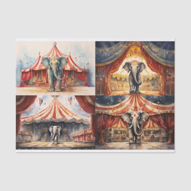 Seda Circus Elephant Collage 1 Papel de desconfianza (Anverso)