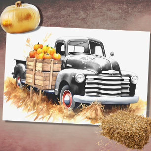 Seda Coche de cosecha lleno de calabazas 3 Papel de des