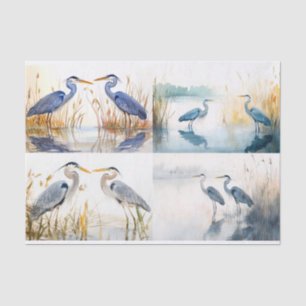 Seda Collage de Blue Herons 1 Papel de descomposición