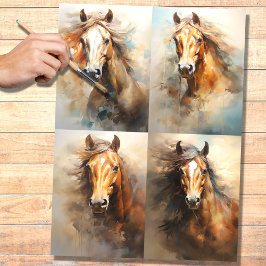 Seda Collage de caballos salvajes 1 Papel de desconfian