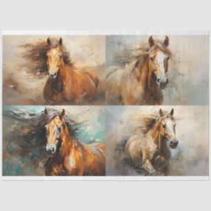 Seda Collage de caballos salvajes 2 Papel de desconcham