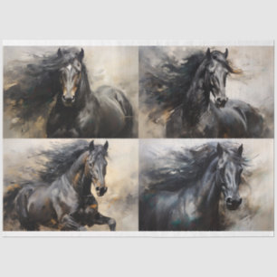 Seda Collage de caballos salvajes 3 Papel de desconcham