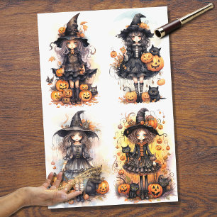 Seda Collage de Chica de brujas 1 Papel de desalojo de 