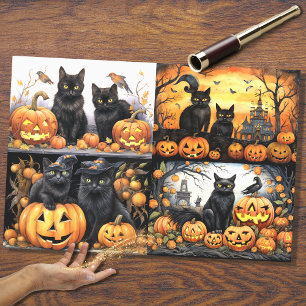 Seda Collage de gatos de Halloween 1 Papel de desconfia
