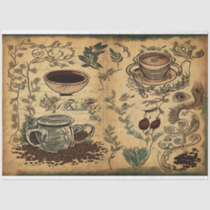 Seda Collage de la ephemera temática del café Papel de 