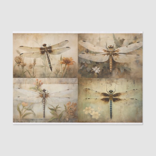 Seda Collage de la libélula 1 Papel de descomposición (Anverso)