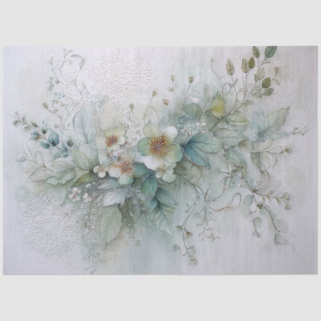 Seda Collage de papel botánico de salvia para decoupage (Anverso)