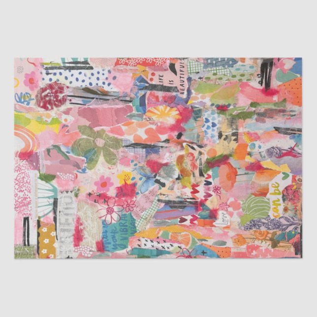 Seda Collage de papel floral Papel de tono de medios mi (Anverso)