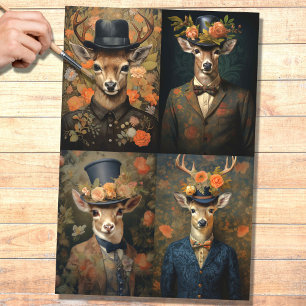Seda Collage de venado 1 Papel de desconchado