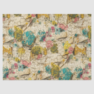 Seda Collage floral vintage con textura de papel enveje
