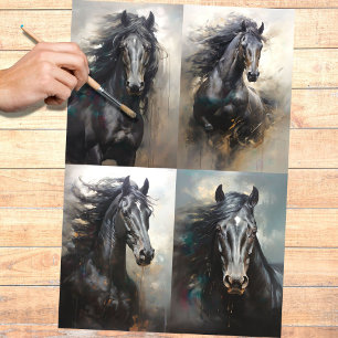 Seda Collage silvestre de caballos 4 Papel de deshielo